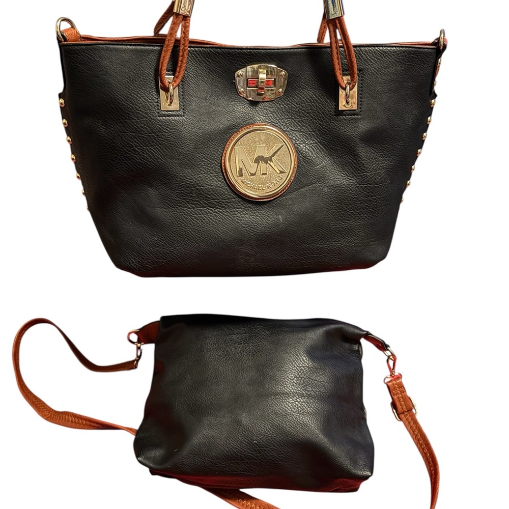 Michael Kors Black Pebbled Leather Tote Set